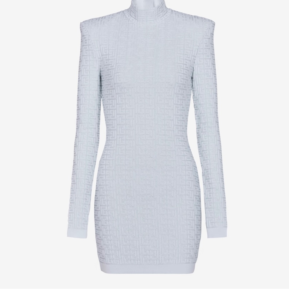 Short knit dress with Balmain monogram designer dress